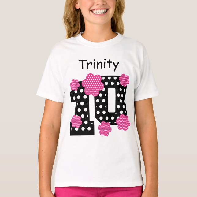 Camiseta 10o Nome feito sob encomenda V06 das bolinhas do (Frente)