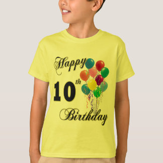 Camiseta 10o t-shirt feliz do aniversário