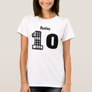 Camiseta 10o Xadrez da menina do aniversário ou 10 a 19