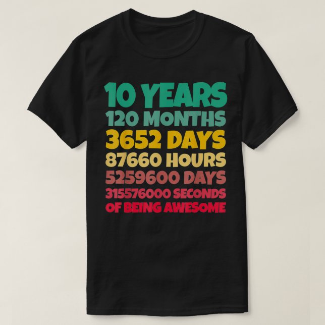 Camiseta 10th Birthday Gift Boy 10 Years Being Awesome (Frente do Design)