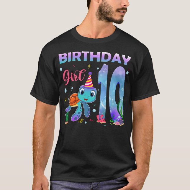 Camiseta 10th Birthday Girls Sea Turtle 10 Year Old Ocean A (Frente)