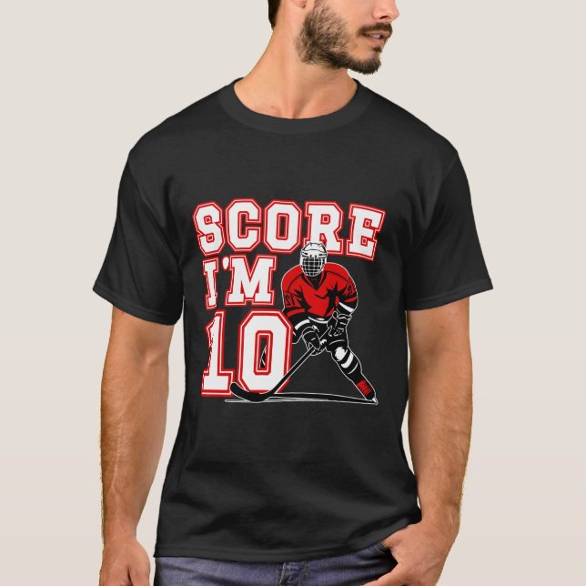 Camiseta 10th Birthday Ice Hockey Boy Ten Year Old Ice Hock (Frente)