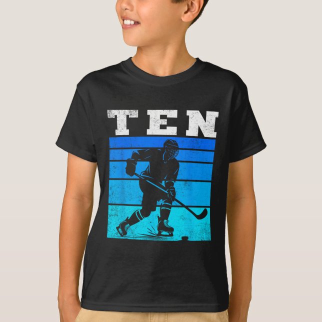 Camiseta 10th Birthday Ice Hockey Boys Ten Hockey Birthday  (Frente)