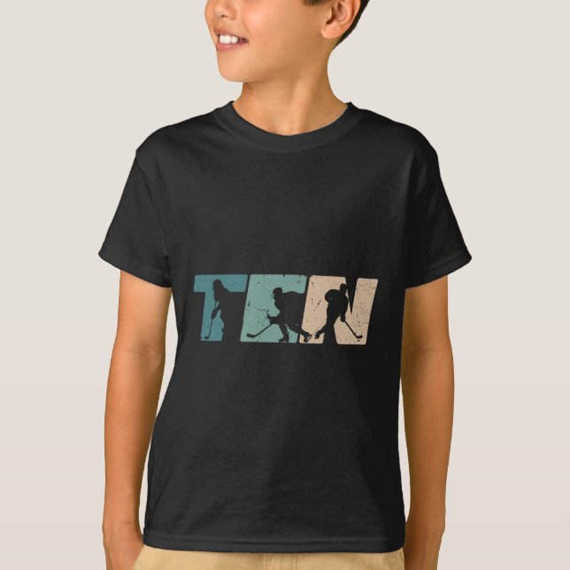 Camiseta 10th Birthday Retro Ice Hockey 10 Years Old Boy Gi (Frente)