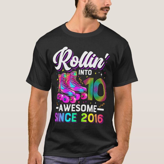 Camiseta 10th Birthday Shirt Girl 10 Year Old Roller Skate  (Frente)