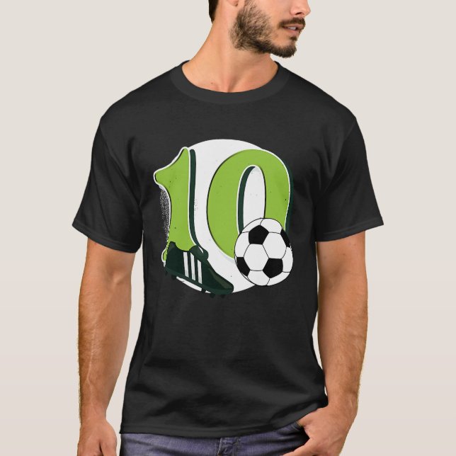 Camiseta 10th Birthday Soccer Big Number 10 Year Old Boy Gi (Frente)