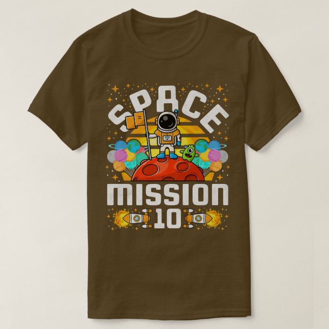 Camiseta 10th Birthday Space Mission 10 Years Old Astronaut (Frente do Design)