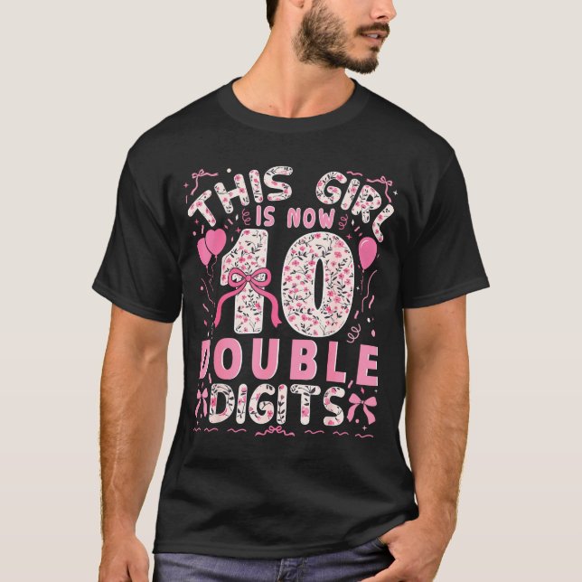 Camiseta 10th Birthday This Girl Is Now 10 Double Digits Co (Frente)