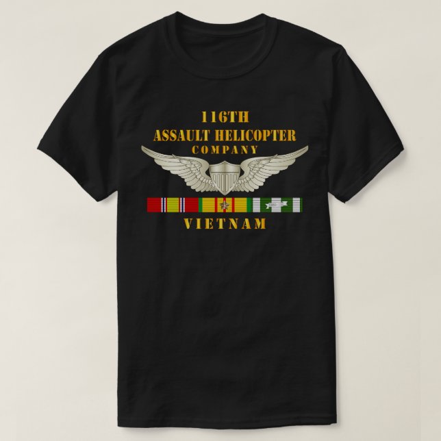 Camiseta 116.º Helicóptero Contra Crachá Aviador w VN S (Frente do Design)