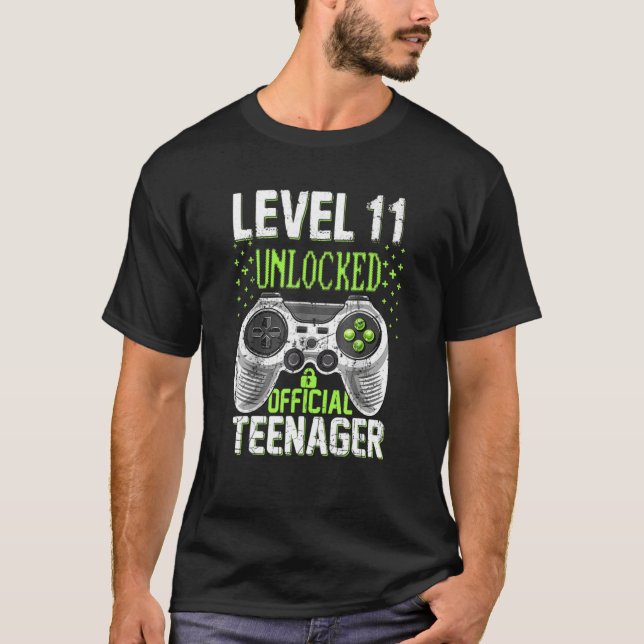 Camiseta 11 Aniversário Nível 11 Desbloqueado Adolescente O (Frente)