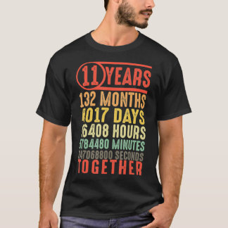 Camiseta 11 anos de 11 de aniversário de casamento presente