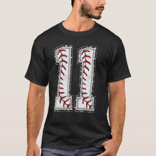 Camiseta 11 Birthday Baseball Grande Número 11 Anos