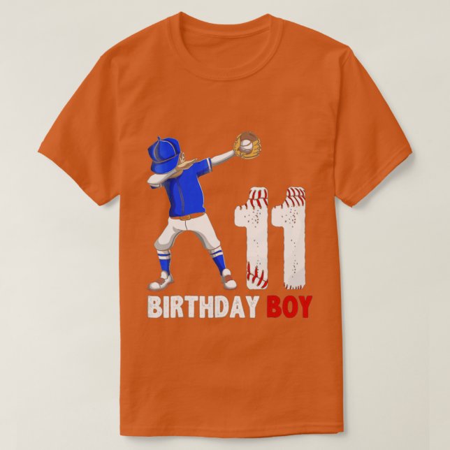 Camiseta 11 Birthday Baseball Grande Número Onze 11 Anos O (Frente do Design)