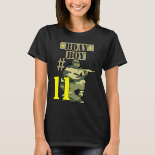 Camiseta 11 Birthday Boy Camo 11 anos Camouflage