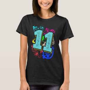 Camiseta 11 Birthday Boy Level 11 Desbloqueado Video Gamer