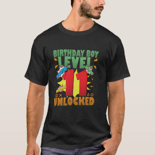 Camiseta 11 Birthday Boy Level 11 Desbloqueou Vídeo Engraça