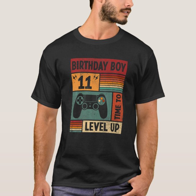 Camiseta 11 Birthday Boy Time To Level Up 11 Anos (Frente)