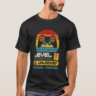 Camiseta 11 Birthday Boys Level 11 Unlocked Oficial Tee