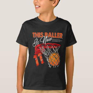 Camiseta 11 Birthday Bysketbyll Diversão 11 Anos Crianças G