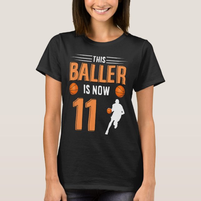 Camiseta 11 Birthday Bysketbyll - Este Byller Tem Agora 11  (Frente)