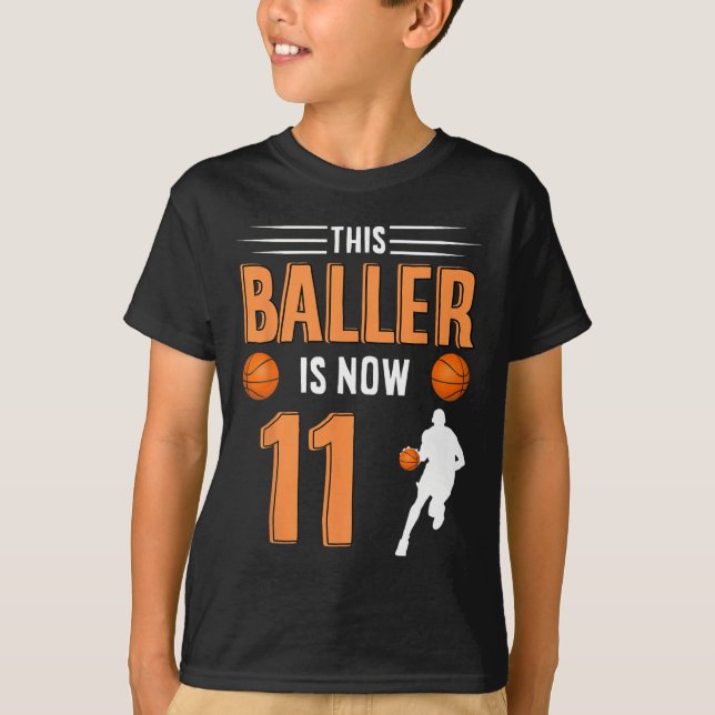 Camiseta 11 Birthday Bysketbyll - Este Byller Tem Agora 11  (Frente)