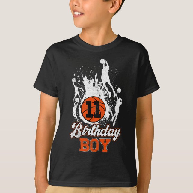 Camiseta 11 Birthday Bysketbyll Theme Birthday Boy 11 anos (Frente)