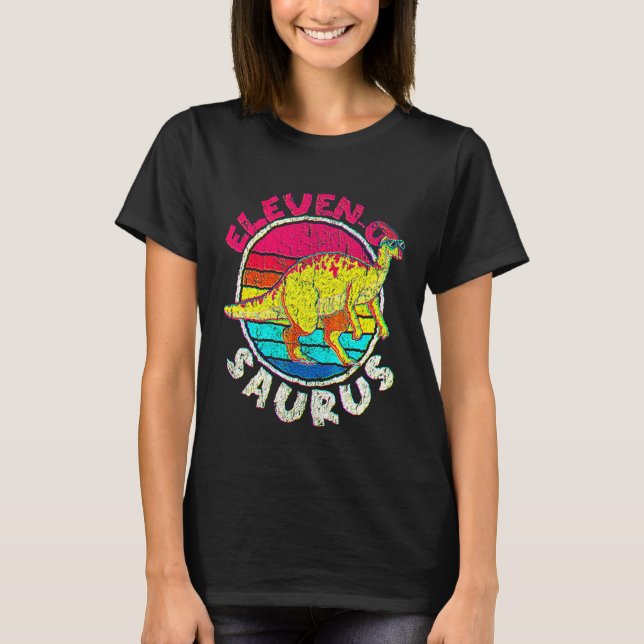 Camiseta 11 Birthday Eleven O Parasaurolophus Family Matc (Frente)