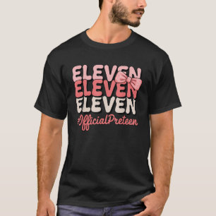 Camiseta 11 Birthday Engraçado Garota Rosa Arco Coquetel Ro