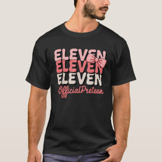 Camiseta 11 Birthday Engraçado Garota Rosa Arco Coquetel Ro