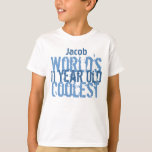 Camiseta 11 Birthday Gift World's Coolest de 11 anos<br><div class="desc">Tem uma criança especial de onze anos em sua vida? Então, que tal esta camisa mais legal do mundo de 11 anos, com um lugar para adicionar um nome? Todo o texto é personalizável, então você pode mudar o Coolest ou o ano para qualquer coisa que ajustado. Bonito!</div>