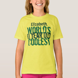Camiseta 11 Birthday Gift World's Coolest de 11 anos