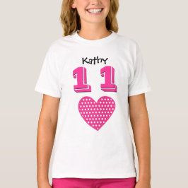Camiseta 11 Birthday Girl Big Heart Nome Personalizado V01