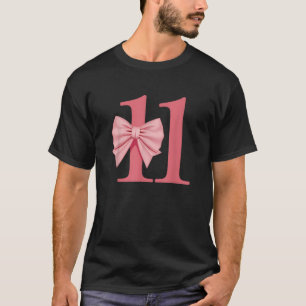Camiseta 11 Birthday Girl Pink Coquette Arco de 11 anos B