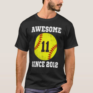 Camiseta 11 Birthday Girl Softball De 11 Anos Vintage