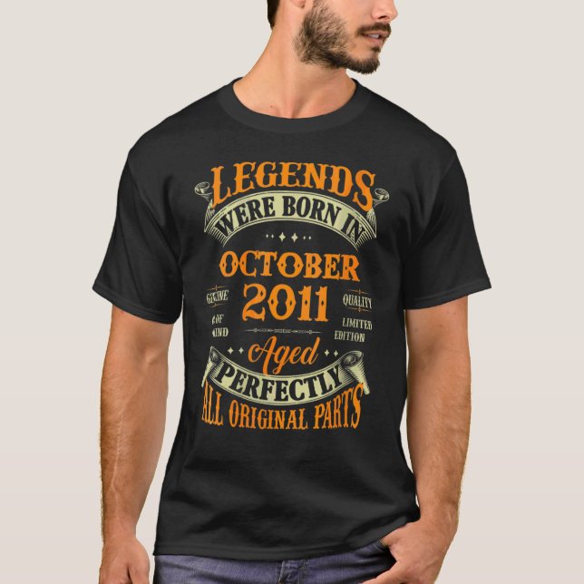 Camiseta 11 Birthday Legends Nascer Em Outubro De 2011 11 A (Frente)