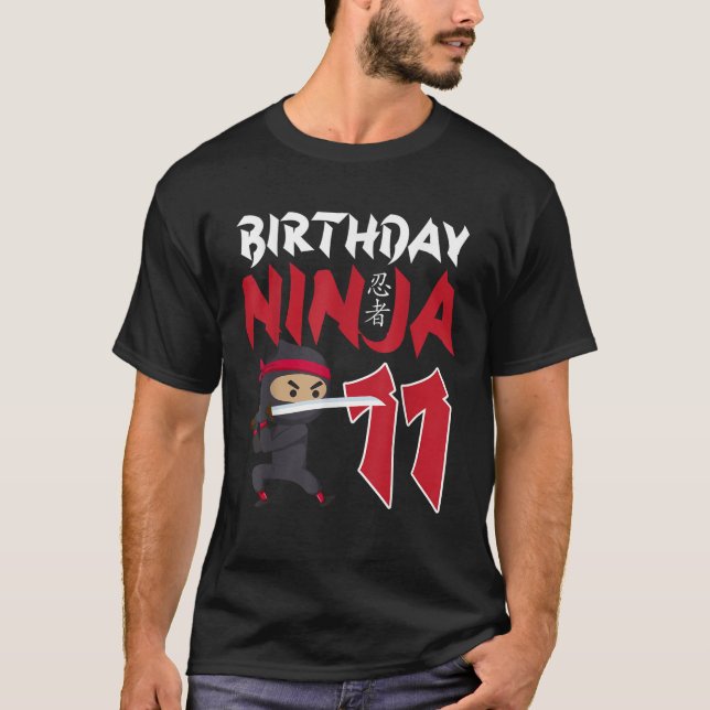Camiseta 11 Birthday Ninja Feliz 11 Anos Engraçado Dia B (Frente)