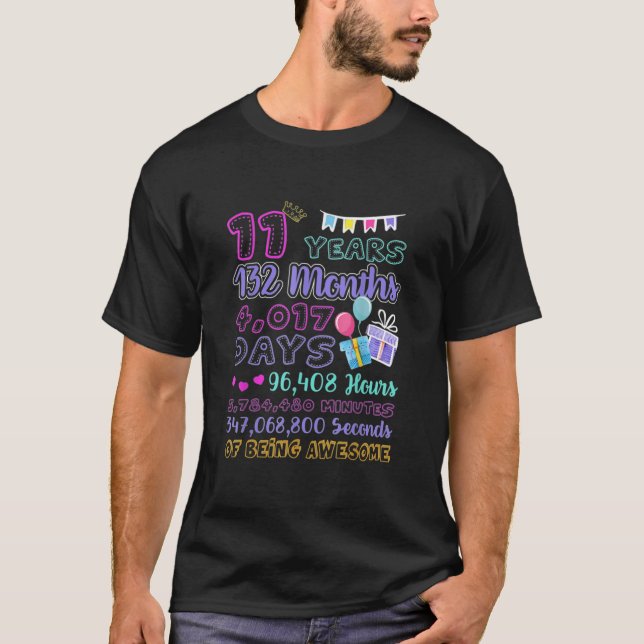 Camiseta 11 Birthday Para Meninas De 11 Anos Serem Incrívei (Frente)