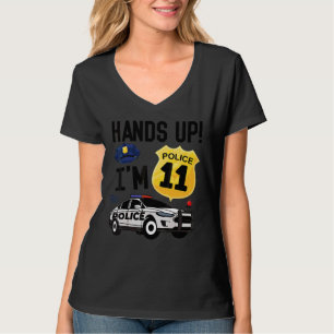Camiseta 11 Birthday Policial Boy Onze Anos