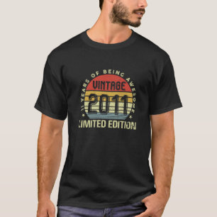 Camiseta 11 Birthday - Relatório Vintage De 11 Anos De Idad