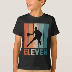 Camiseta 11 Birthday Retro Bysketbyll Amantes Meninos 11