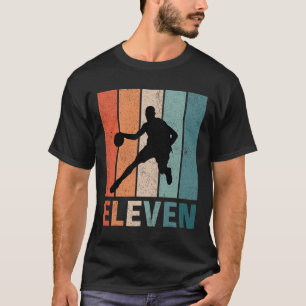 Camiseta 11 Birthday Retro Bysketbyll Amantes Meninos 11