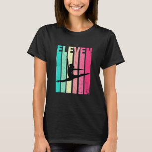 Camiseta 11 Birthday Retro Gymnastics Raparigas 11 Anos