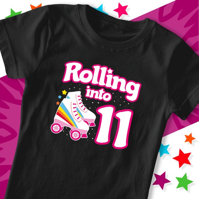 Camiseta 11 Birthday Roller Skating 11 Anos Antiga Skate (Criador carregado)