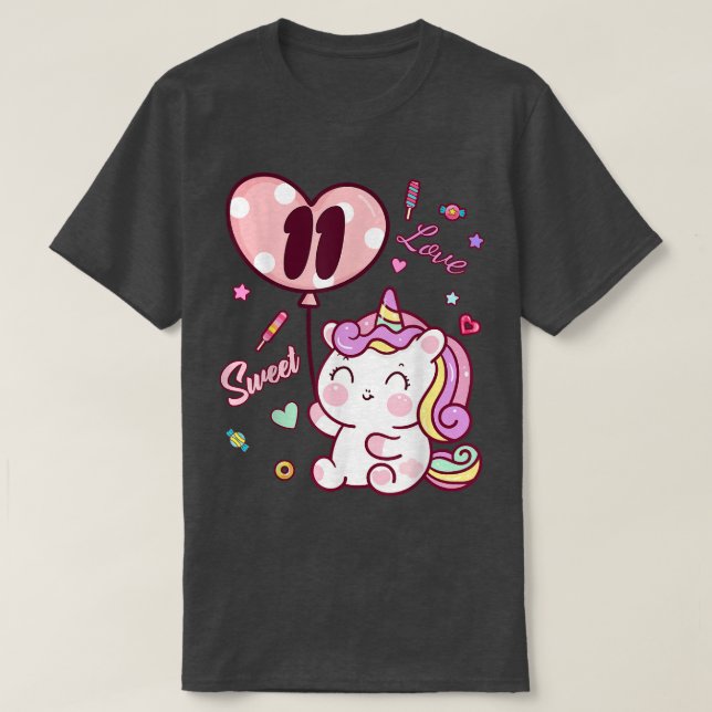 Camiseta 11 Birthday Unicorn Outfit (Frente do Design)