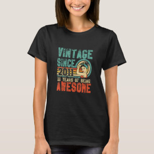 Camiseta 11 Birthday Vintage 2011 Retro 11 Anos