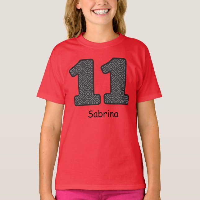 Camiseta 11 Birthday XADREZ Nome Personalizado V22 (Frente)
