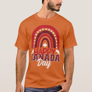 Camiseta 11 de julho Feliz Dia do Canadá Rainbow Cute Leopa