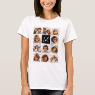 Camiseta 11 Monograma Preto Personalizado de Colagem de Ins