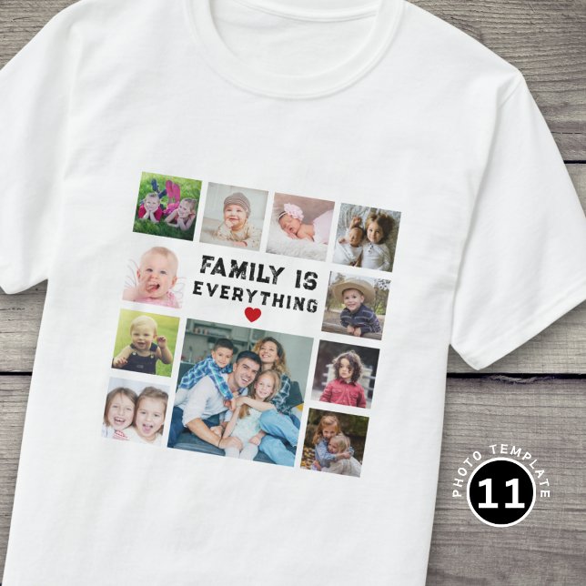 Camiseta 11 Photo Collage Family Is Everything Text Quote (Criador carregado)