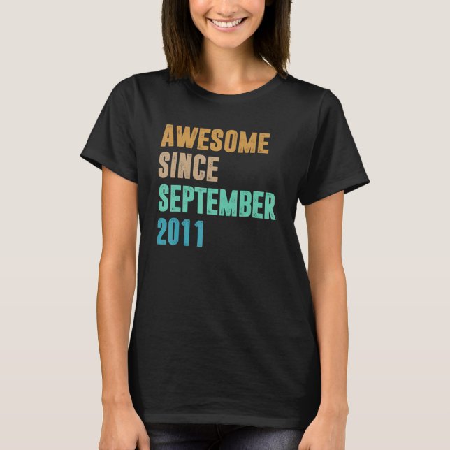 Camiseta 11 Years Old  Awesome Since September 2011 11th (Frente)